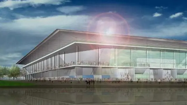 Recreación del estadio diseñado por Ricardo Bofill en Valdespartera.