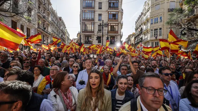 Concentración en Valencia contra la amnistía.
