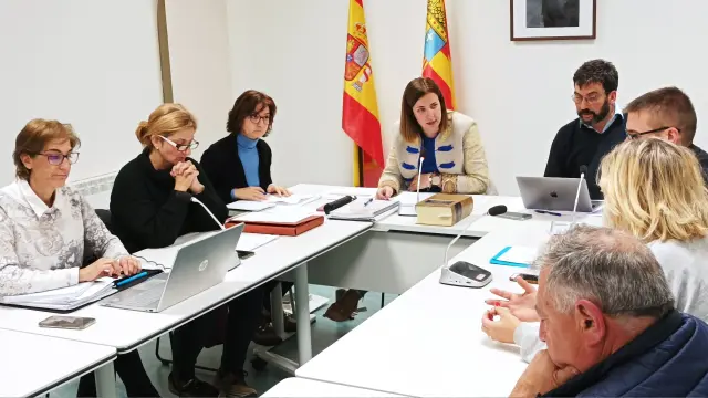 Mónica Soler, en el centro de la imagen, durante el consejo comarcal de este miércoles.