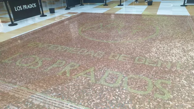 Récord Guinness al mosaico más grande del mundo hecho con monedas en el centro comercial Los Prados, en Oviedo..LOS PRADOS..21/12/2023 [[[EP]]]