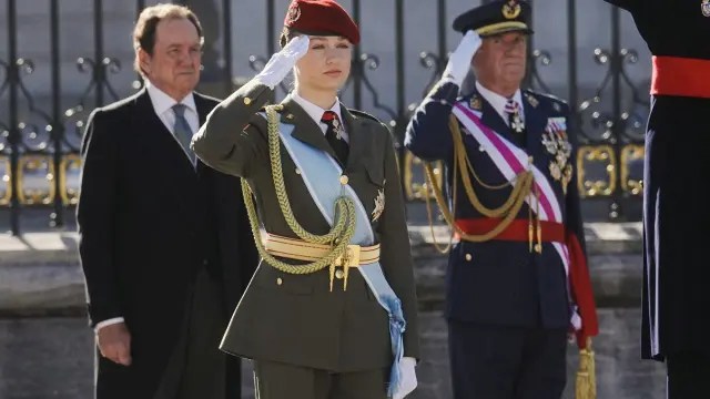 La princesa Leonor durante la recepción con motivo de la Pascua Militar, este sábado en el Palacio Real en Madrid
