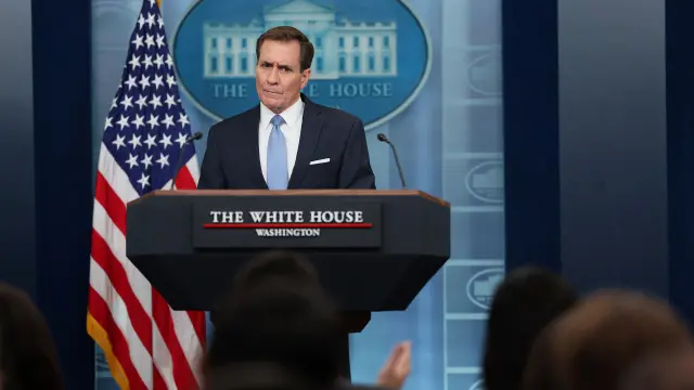 National security spokesperson John Kirby takes questions during a press briefing at the White House held by White House Press Secretary Karine Jean-Pierre, in Washington, U.S., January 10, 2024. REUTERS/Leah Millis [[[REUTERS VOCENTO]]]