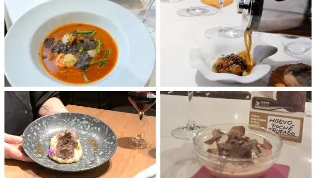 Distintas propuestas de platos elaborados con trufa en bares y restaurantes de Zaragoza y provincia