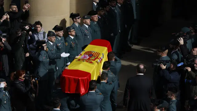 Funeral celebrado este domingo en Pamplona en memoria del guardia civil David Pérez Carracedo, fallecido este viernes en Barbate (Cádiz) al ser arrollada su patrullera por una narcolancha.