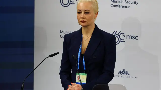 Yulia Navalnaya, mujer de Alexei Nalvani, en el Conferencia de Seguridad de Munich, el mismo día del anuncio de la muerte de su marido.