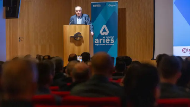El presidente del Consejo Aragonés de Cámaras, Manuel Rodríguez Chesa, durante su intervención en la jornada.
