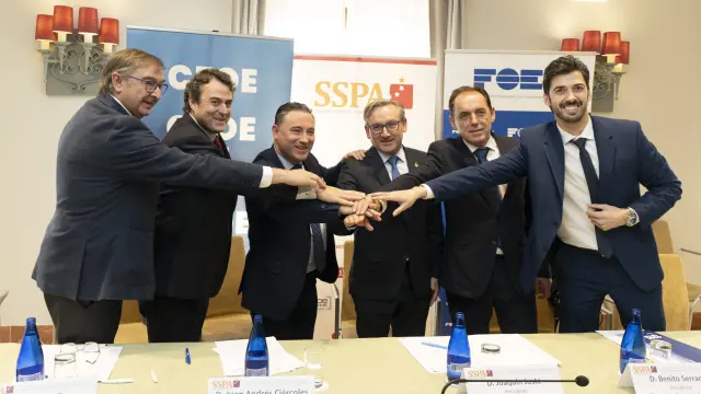 firma de acuerdo entre SSPA y diputaciones provinciales Teruel, Cuenca y Soria_2. Foto Antonio Garcia Bykofoto 05 03 24 [[[FOTOGRAFOS]]]