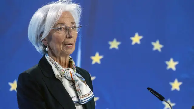 La presidenta del Banco Central Europeo, Christine Lagarde, en rueda de prensa