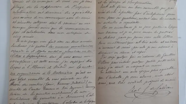 Carta del matemático Zoel García de Galdeano al matemático francés Charles-Ange Laisant.