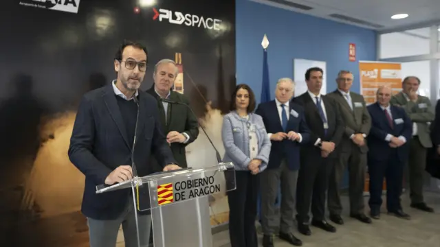 El presidente ejecutivo de PLD Space, Ezequiel Sánchez, al anunciar la ampliación de instalaciones en el aeropuerto de Teruel.