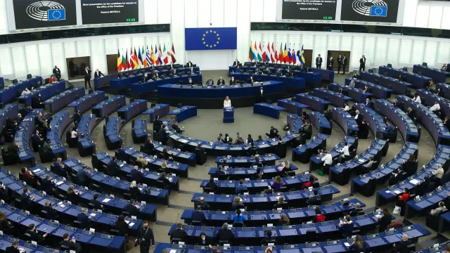 Fotografía de archivo de una vista general del Parlamento Europeo durante una comparecencia de la presidenta de la Eurocámara, Roberta Metsola.. (Foto de ARCHIVO)..18/01/2022 [[[EP]]]