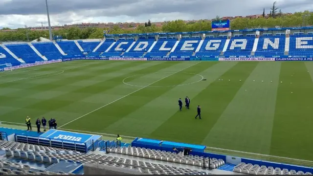 El estadio de Butarque, hora y media antes del partido Leganés-Real Zaragoza de la tarde de este sábado.