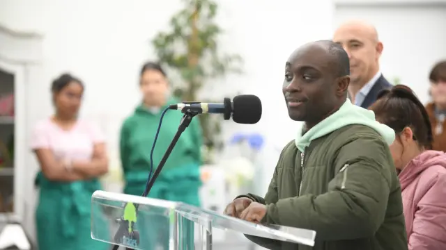 Antonio Nguema, durante la presentación de la campaña de Atades.