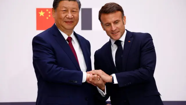 Celebración del consejo de negocios franco-chino entre Emmanuel Macron y Xi Jinping.