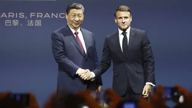 El presidente francés Emmanuel Macron y el presidente chino Xi Jinping durante el sexto encuentro del Consejo Económico Franco-chino