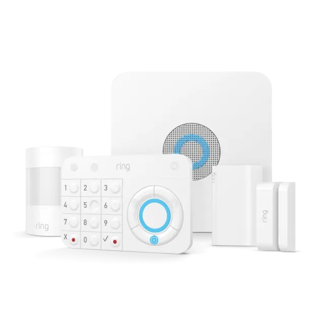 El kit básico de Ring Alarm incluye sensor para puertas y ventanas y un detector de movimientos.