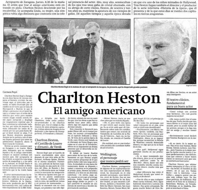 Cuando Charlton Heston estuvo en Aragón: de Zaragoza a Loarre pasando por Veruela