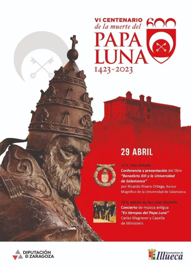 Cartel de los actos que se celebran este sábado en Illueca en honor al Papa Luna.