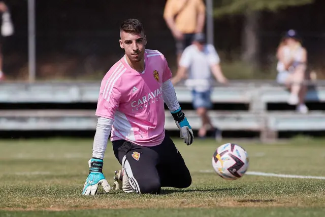 Dani Rebollo, hace 11 meses en la pretemporada de Boltaña (Huesca), recién llegado al Real Zaragoza.
