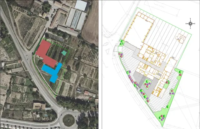 Plano del futuro centro de emergencias y seguridad ciudadana de Huesca.