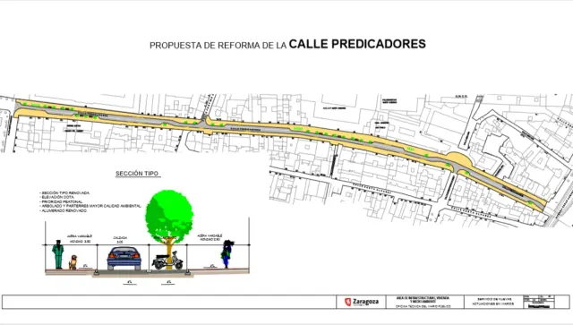 Plano de la nueva calle Predicadores a propuesta del Ayuntamiento