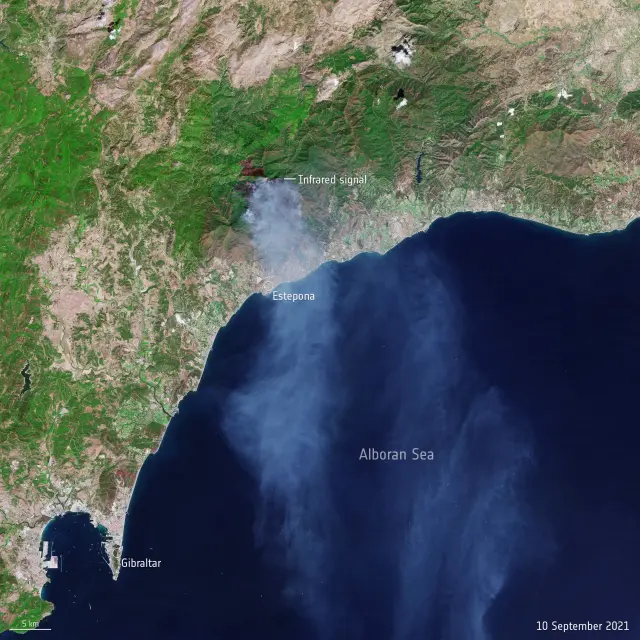 El incendio de Sierra Bermeja desde el espacio