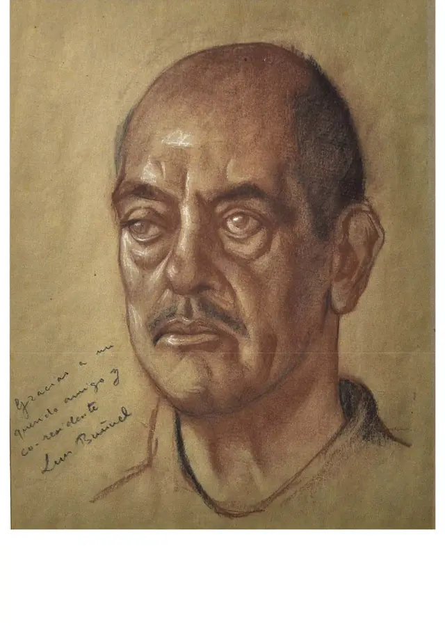 'Estudio para el retrato de Luis Buñuel', en sanguina y grafito, sobre papel marrón, que posee el Museo de Bellas Artes de Asturias.