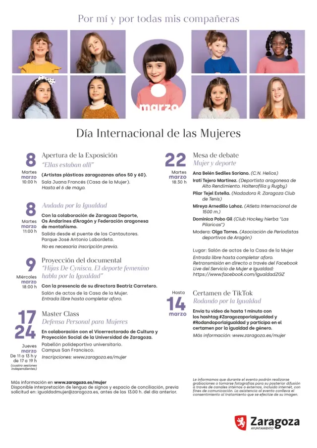 Actividades del Ayuntamiento de Zaragoza por el Día Internacional de la Mujer.