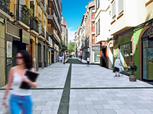 Simulación de la calle San Miguel de Zaragoza tras la reforma.
