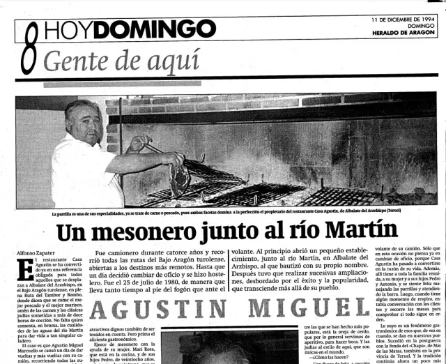 Agustín Miguel Marcuello, de Casa Agustín, en una entrevista con HERALDO en 1994.