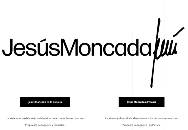 Página principal de la nueva web sobre la obra de Jesús Moncada.