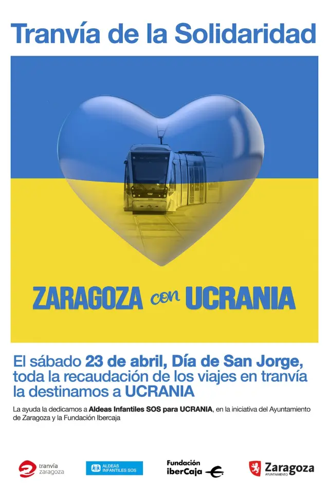 Cartel de la iniciativa Tranvía de la Solidaridad del Ayuntamiento de Zaragoza.