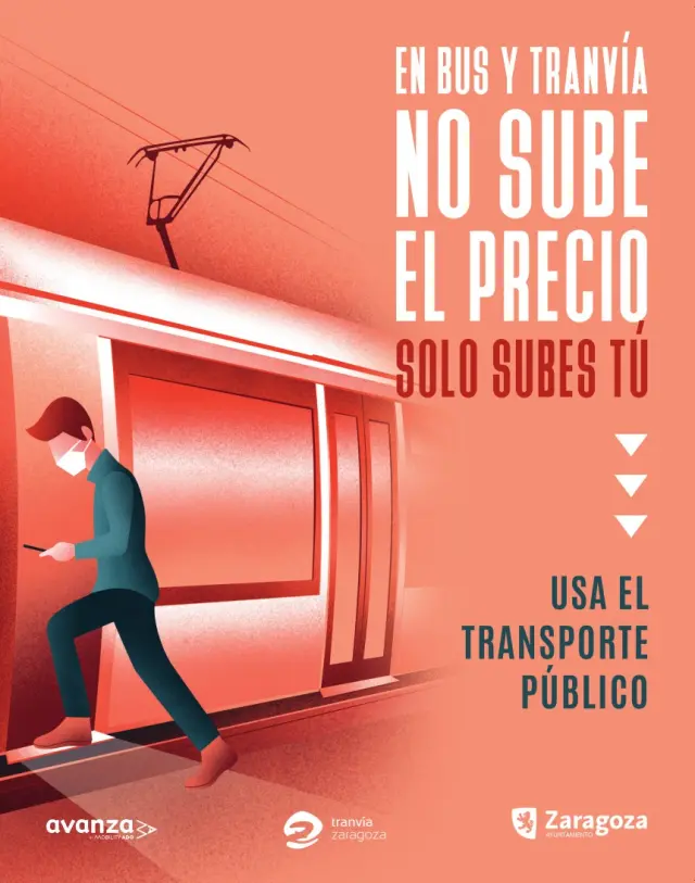 Campaña del Ayuntamiento de Zaragoza para fomentar el transporte público.