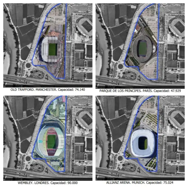 Cuatro ejemplos de estadio en el Parking Norte.