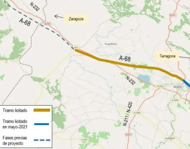 Proyecto del tramo de la Autovía A-68 entre Alcañiz y El Regallo