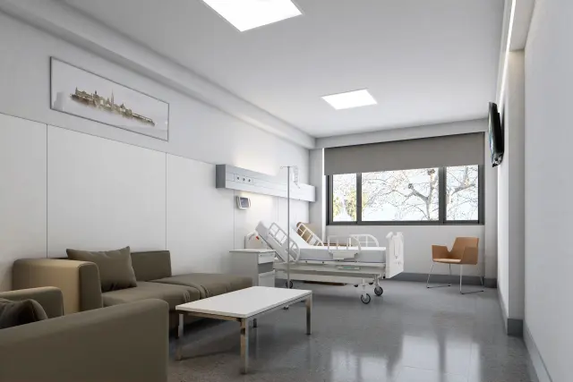 Todas las habitaciones del hospital serán individuales y garantizarán la máxima confortabilidad.