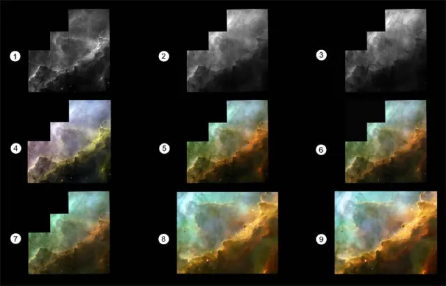 Secuencias en la producción de una imagen de la Nebulosa Omega del Telescopio Espacial Hubble.