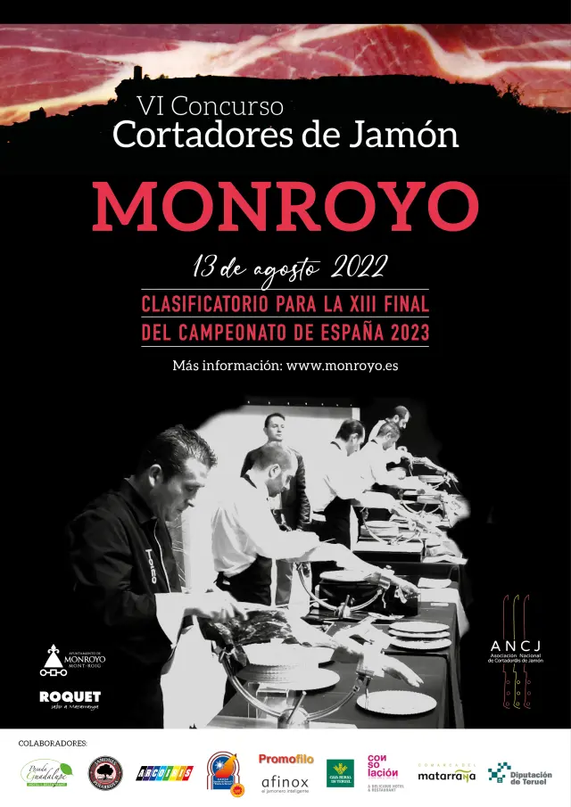 Cartel de la VI edición del Concurso de corte de jamón en Monroyo.