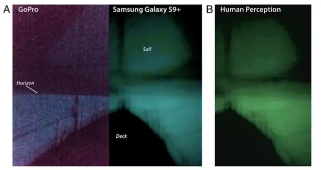 La tripulación del Ganesha capturó el resplandor del mar de leche con una cámara GoPro (izquierda) y un teléfono inteligente (centro). El color de la imagen de la derecha se ha corregido para que coincida con el recuerdo de la tripulación.