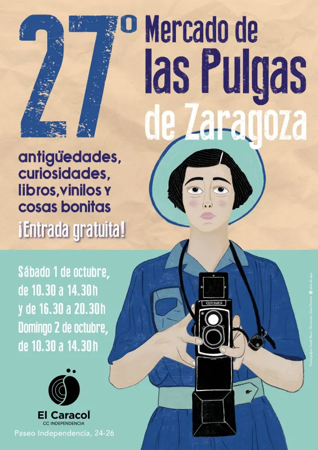 Cartel del Mercado de las pulgas de Zaragoza.