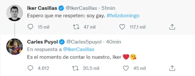 Tuits de Iker Casillas y Carles Puyol