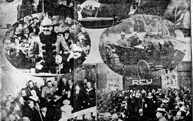 Varias imágenes de la fugaz visita de Alfonso XIII al Paraninfo en 1925.