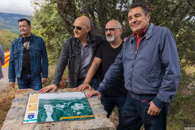 Luis Linacero, Víctor Mata, Víctor Jiménez y Mariano Ballesteros, en la inauguración del monolito el pasado septiembre