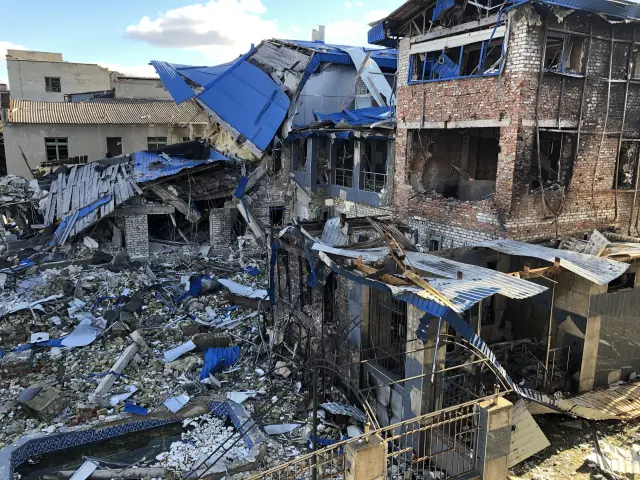 Edificios destruidos en Lyman
