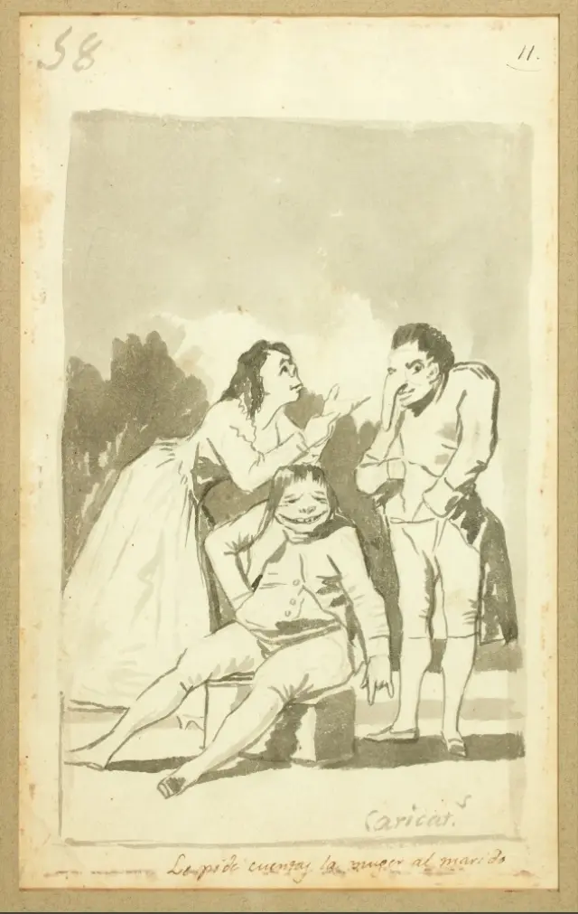 'Le pide cuentas la mujer al marido', uno de los dos dibujos a subasta.