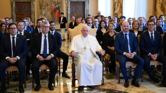 Los empresarios, con el papa Francisco en el acto celebrado en el Vaticano.