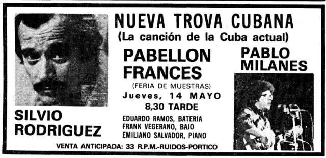 Anuncio del concierto fallido de Rodríguez y Milanés en 1981
