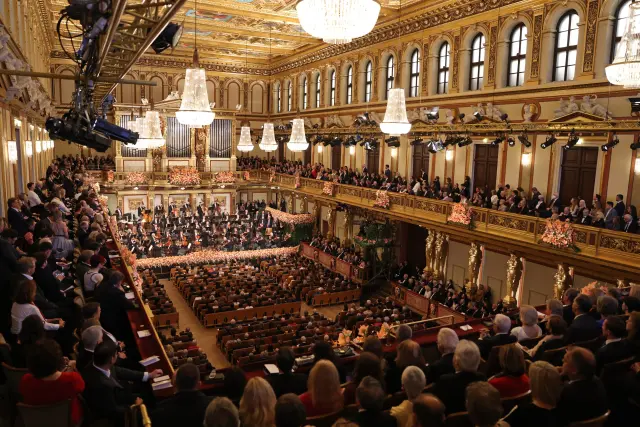 La Filarmónica de Viena, durante el concierto de Año Nuevo 2023.