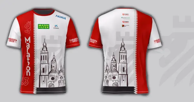 Camiseta de la maratón de Zaragoza 2023.