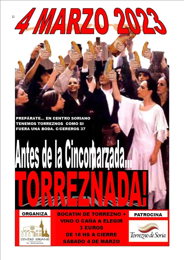Cartel anunciador de la torreznada de este año, la octava que organiza el Centro Soriano de Zaragoza.